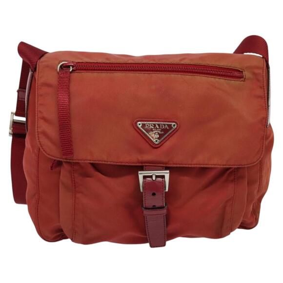 PRADA Shoulder Bag Nylon Red Silver - Picture 2 of 12